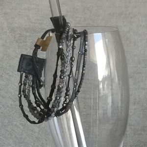 BRAND NEW Chan Luu 7” Adjustable Gunmetal Mix Six Strand Leather Bracelet